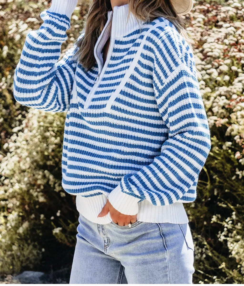 Striped Quarter Zip