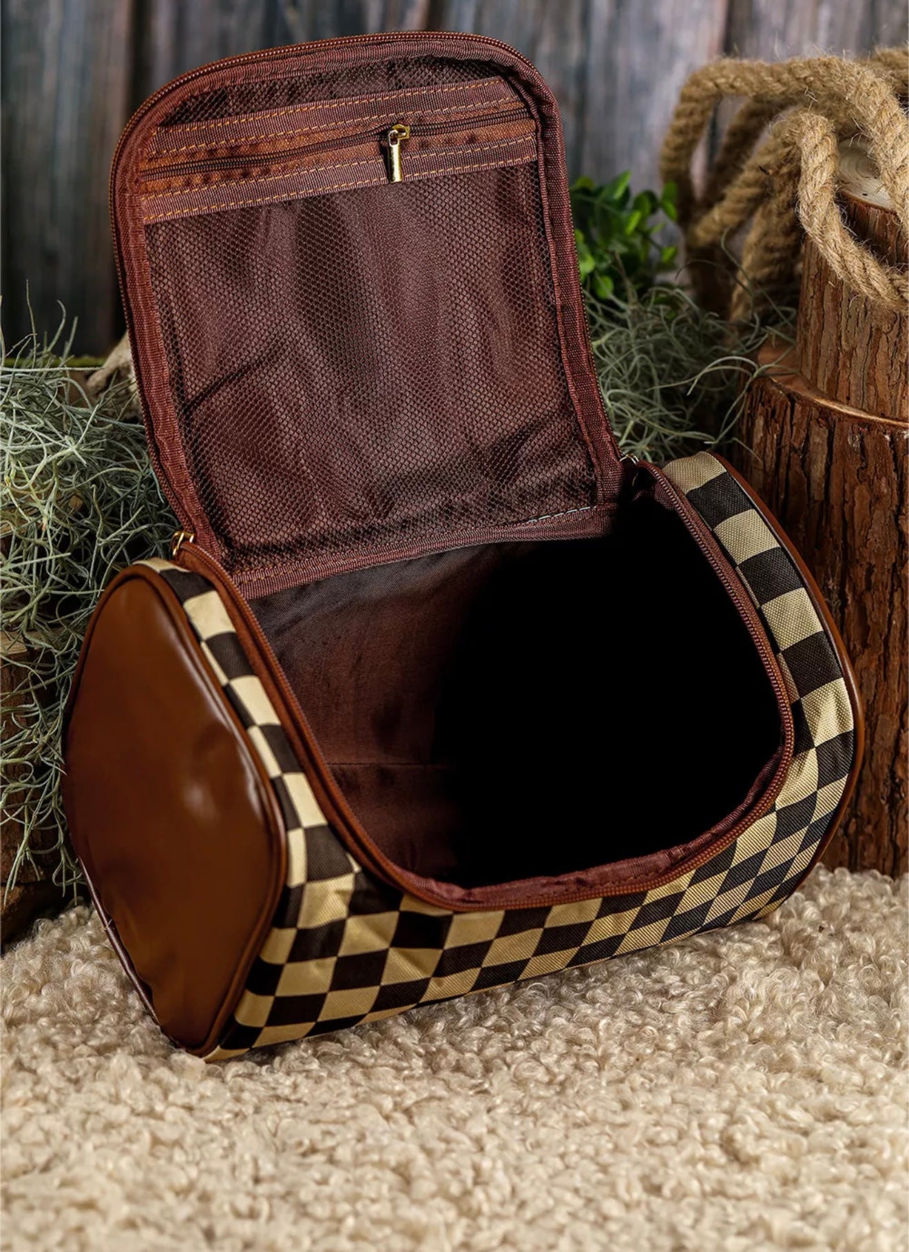 Checker Makeup Bag