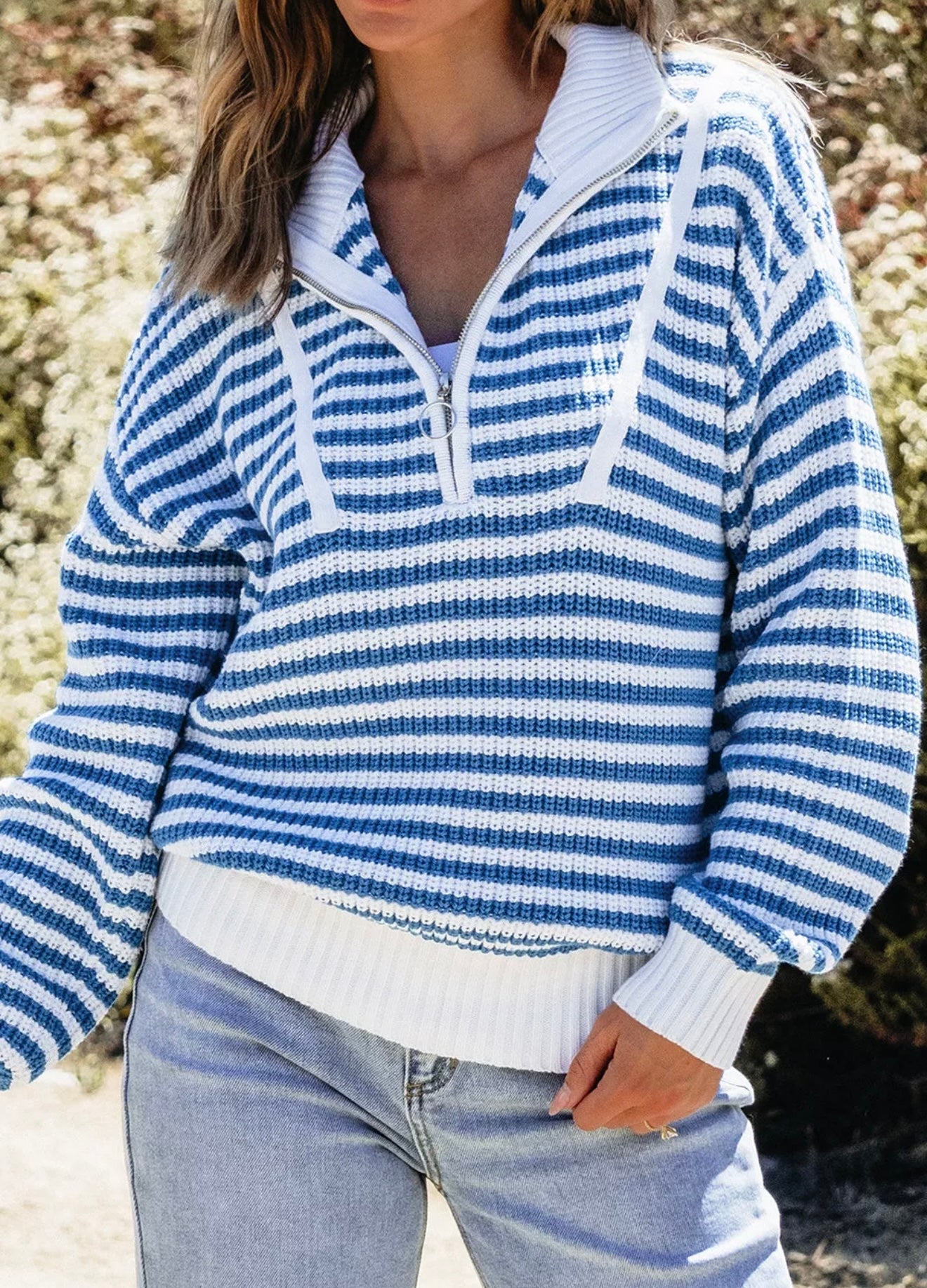 Striped Quarter Zip