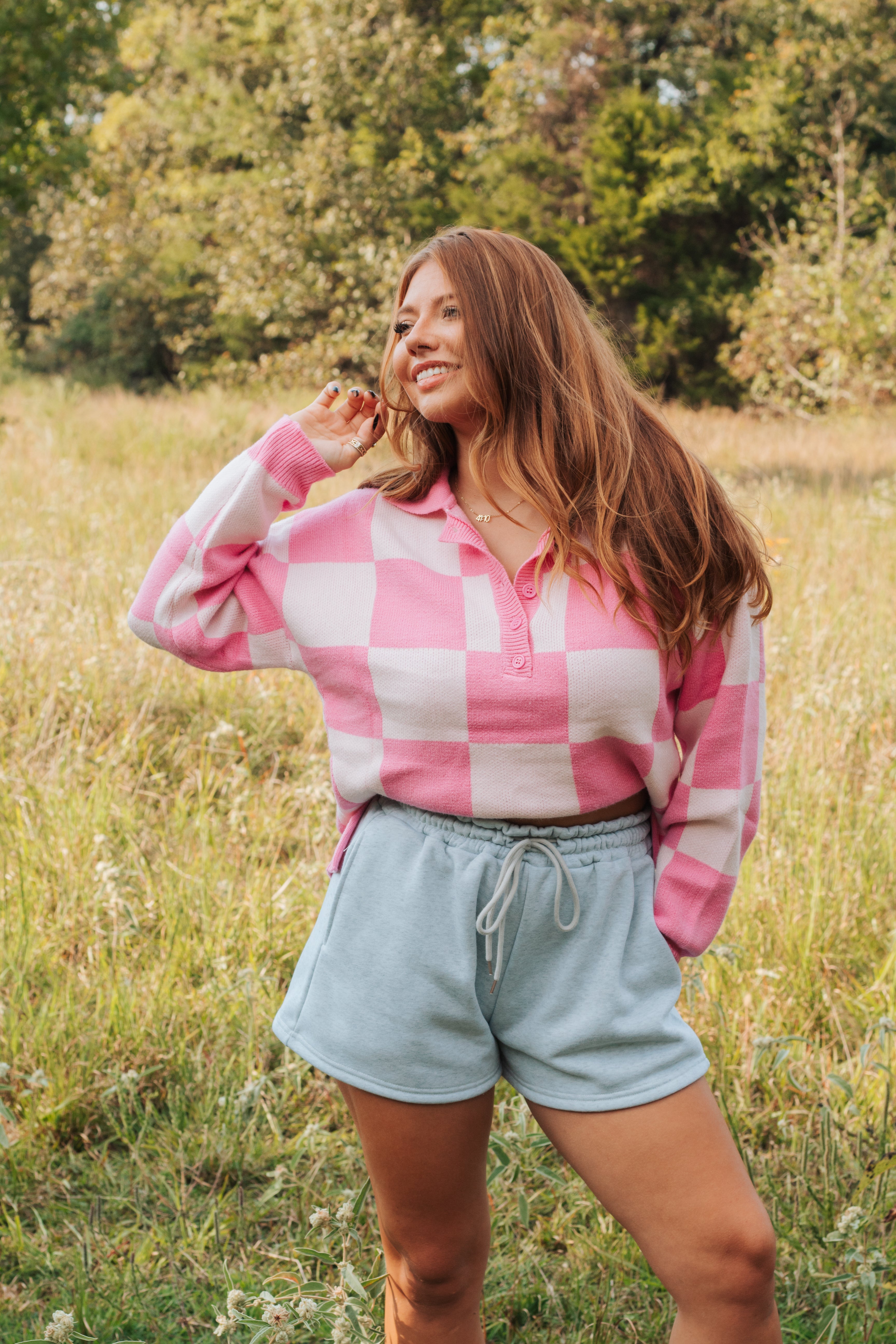 Pink Checker Sweater