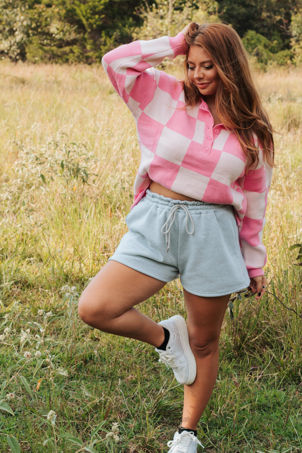 Pink Checker Sweater