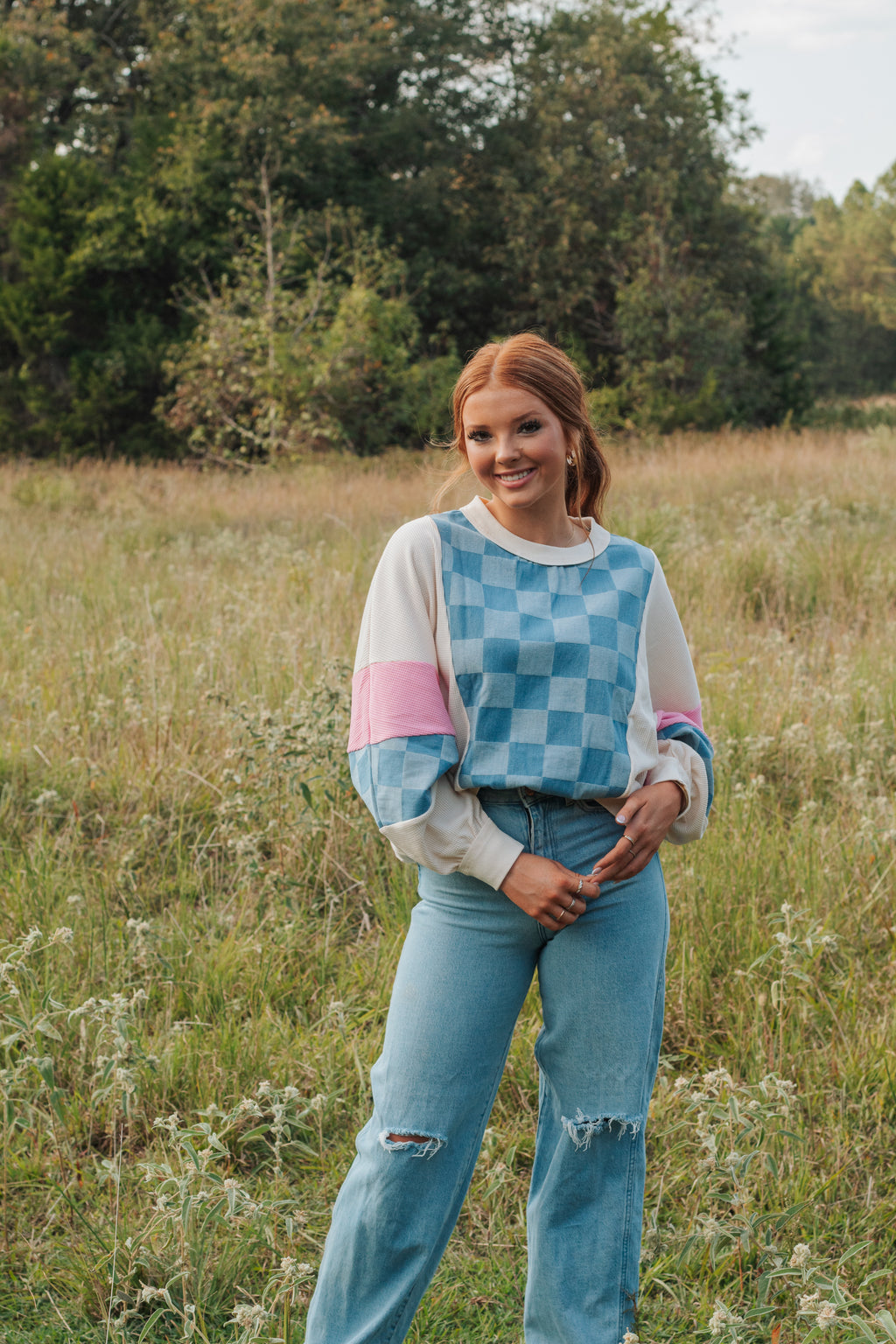 Checkered Wide sleeve shirt
