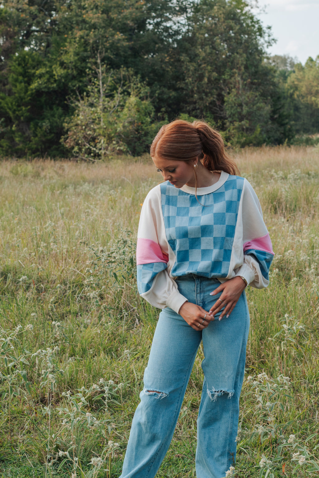 Checkered Wide sleeve shirt