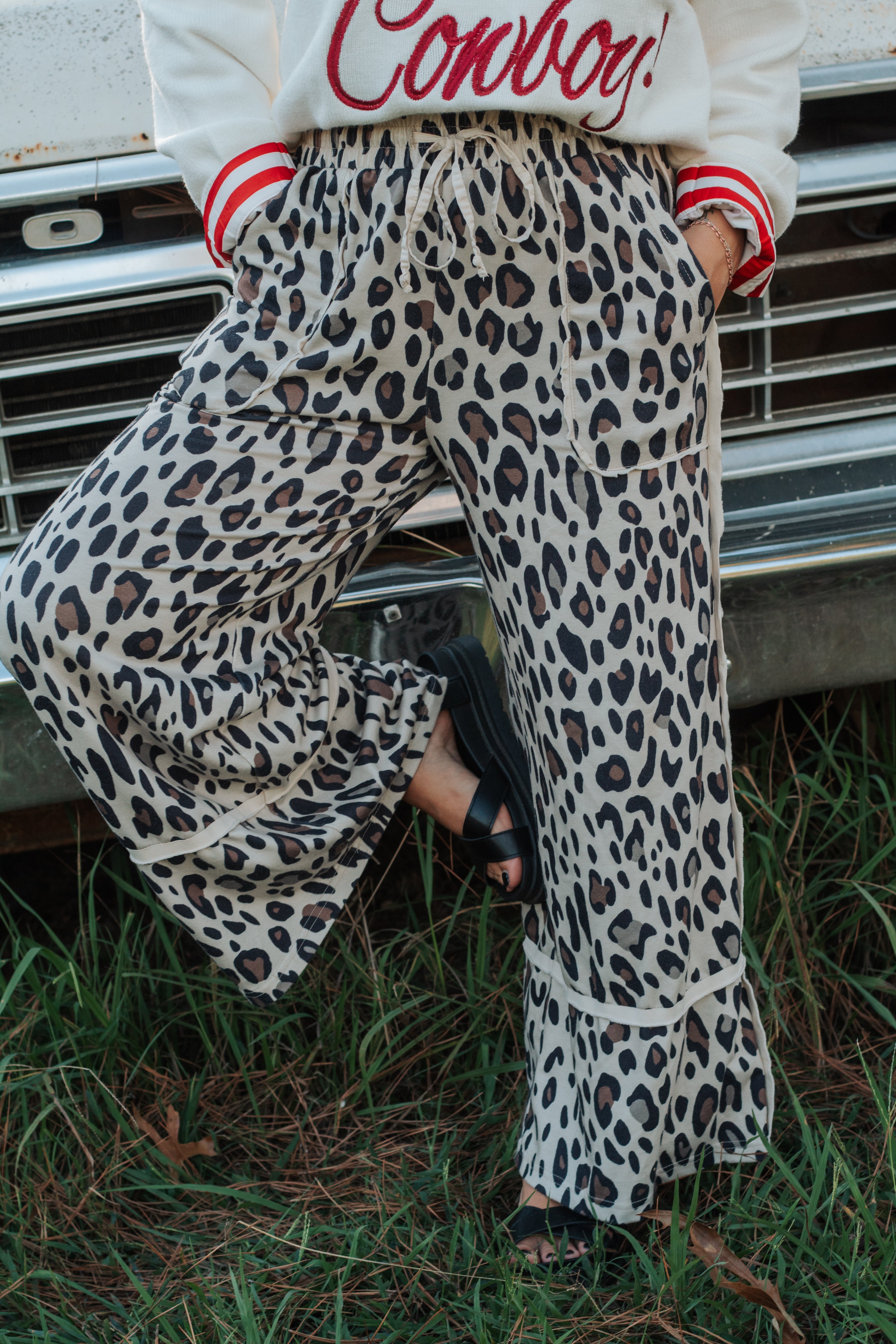 Cheetah Print Wide Leg Pants