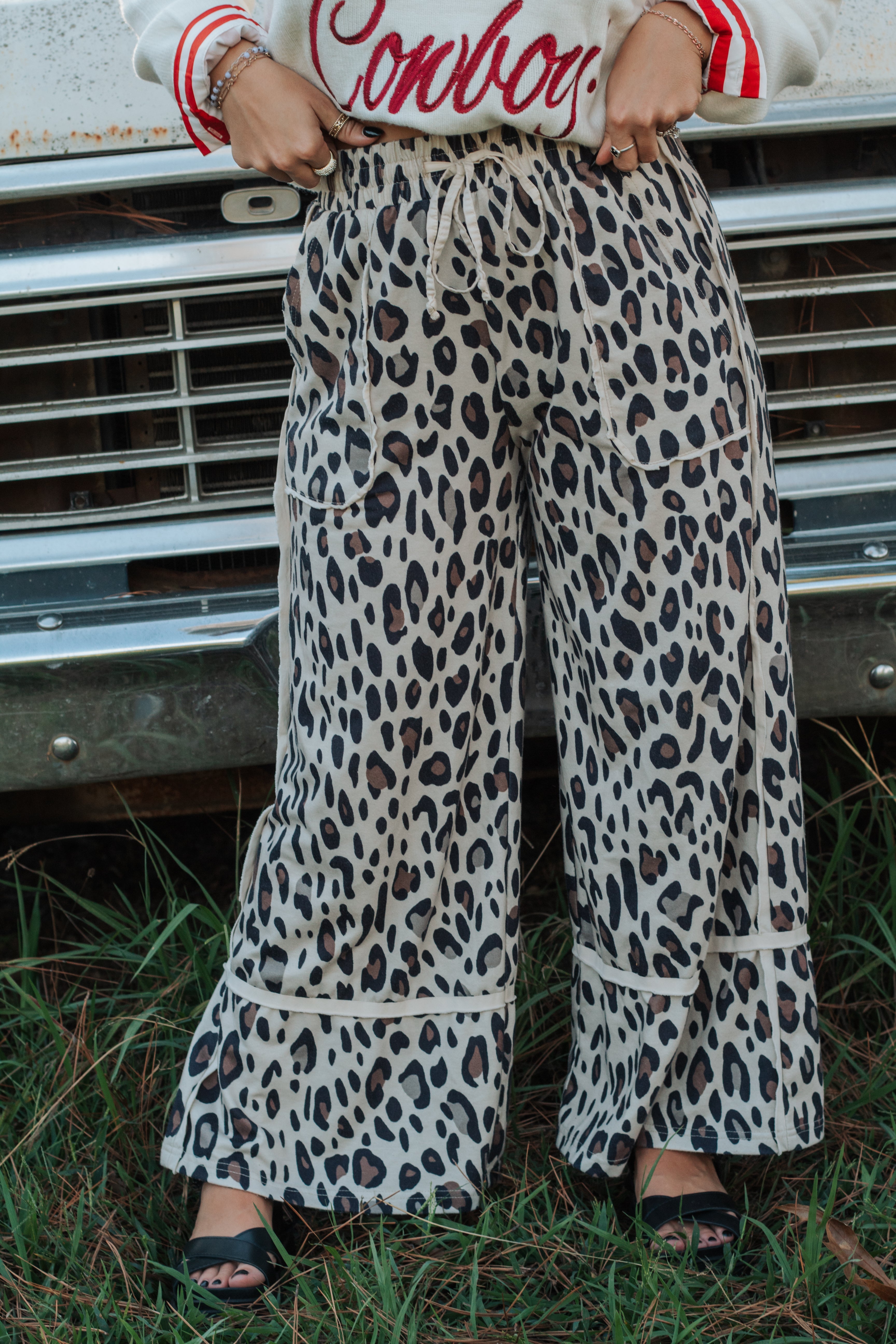 Cheetah Print Wide Leg Pants
