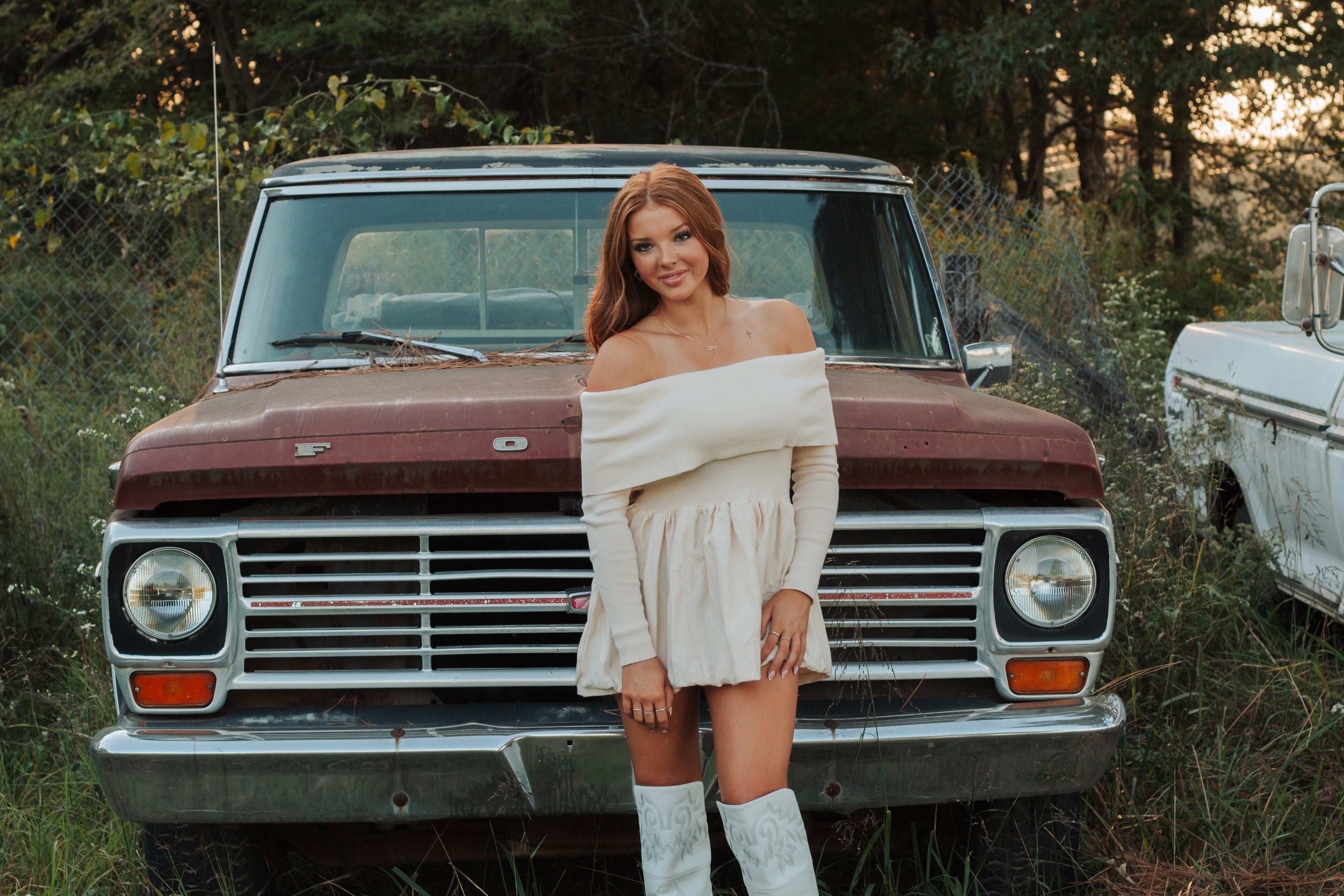 Ivory Off the Shoulder Dress