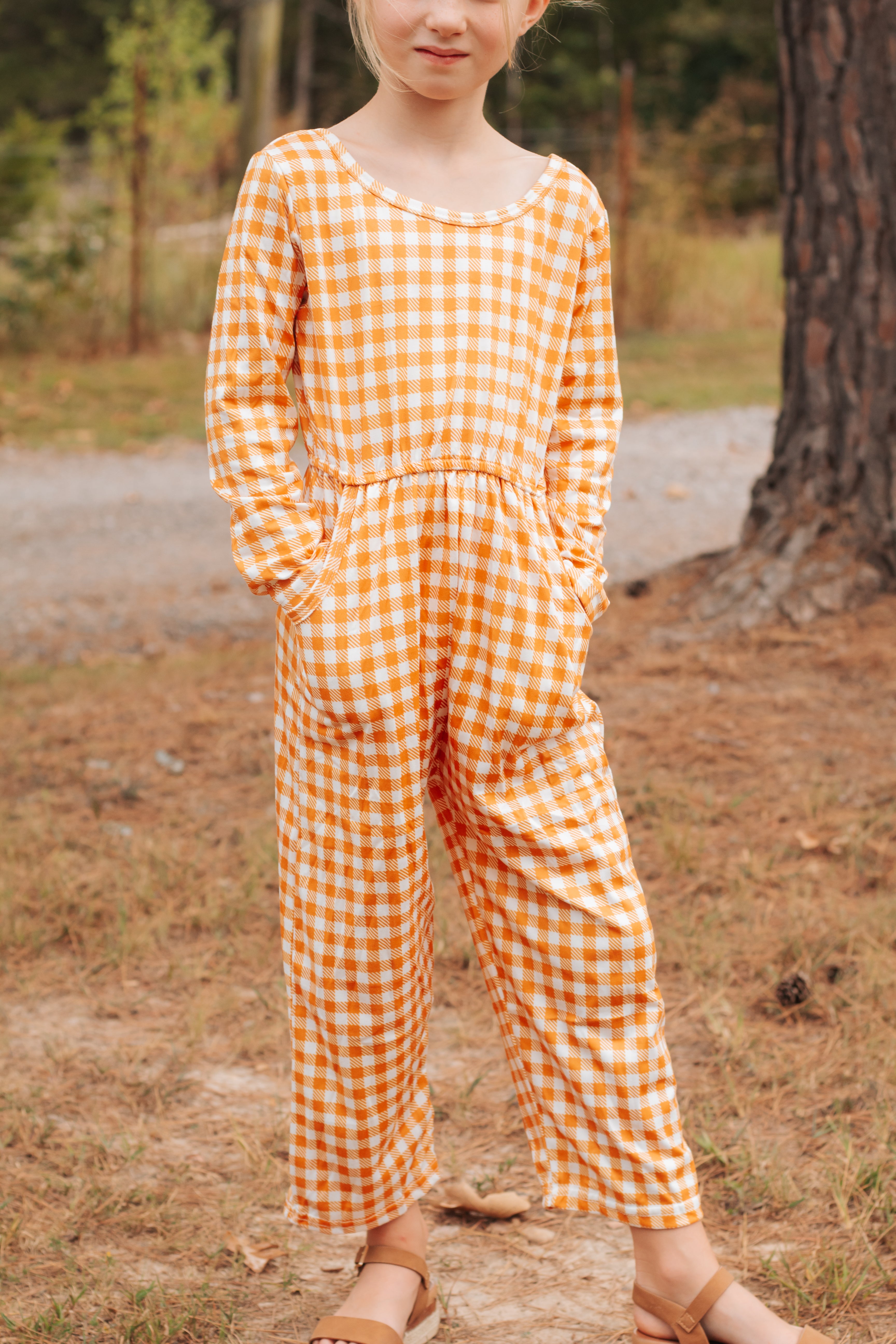 Plaid Girls Jumpsuit